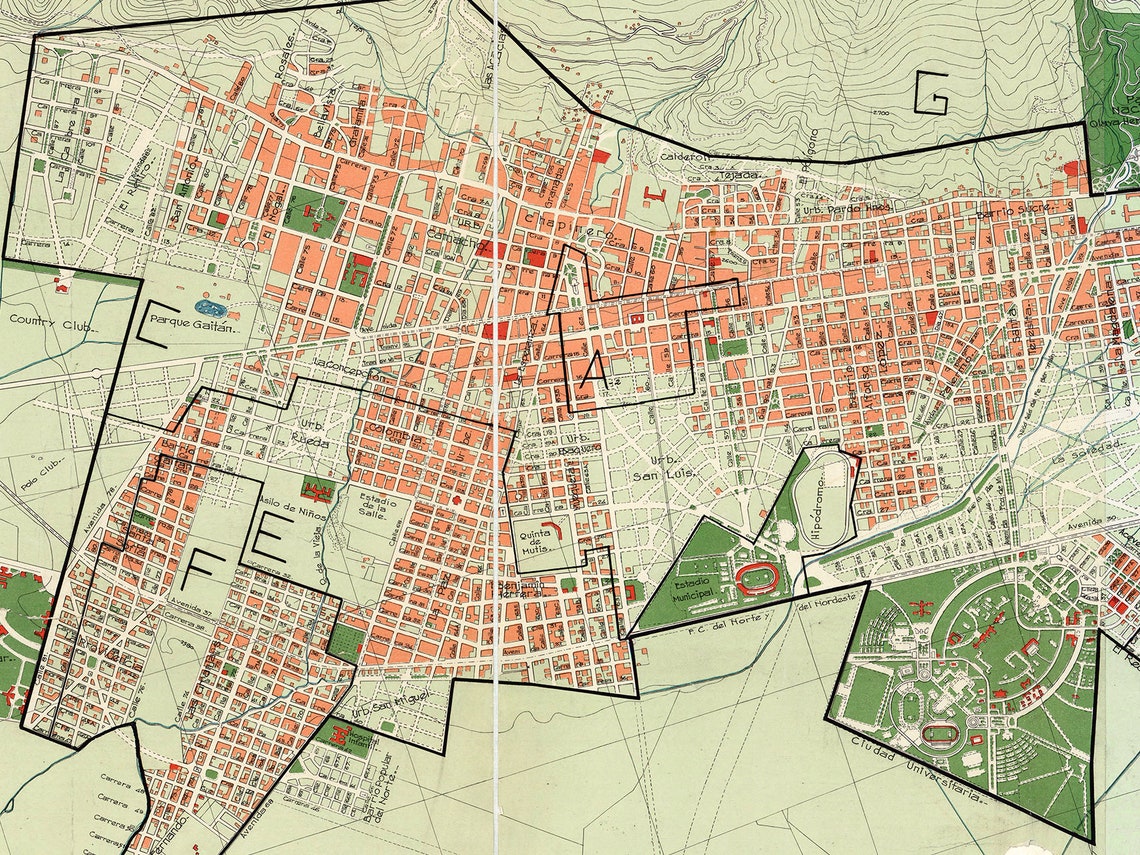 Vintage Map of Bogota Old Bogota Map Bogota Wall Map Bogota | Etsy