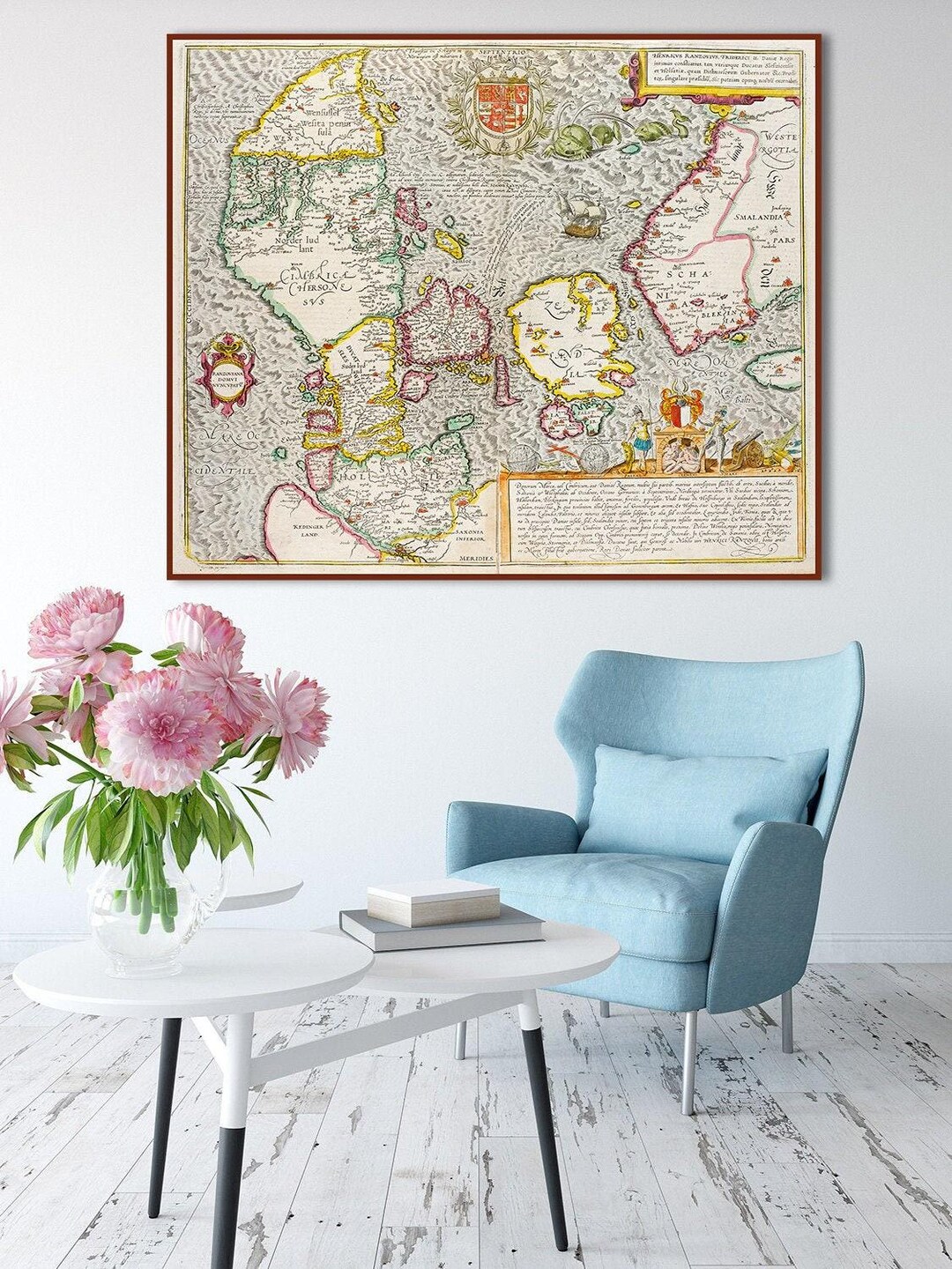 Ancient Map of Denmark 1588: Vintage Wall Art Print - Etsy