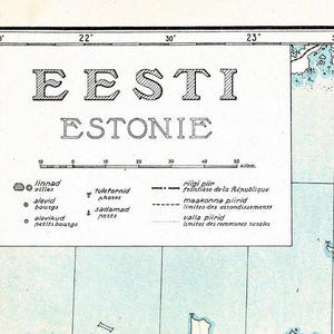Vintage Estonia Map Print, 1925, Estonian Wall Art image 3