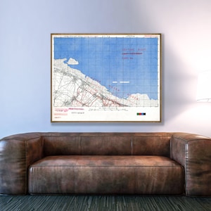 WW2-kaart van D-Day Sword Beach, ultrageheime "BIGOT" D-Day-kaart, WW2 landingskaart Normandië, WW2-muurkaart, WW2 Frankrijk, oorlogskaartcadeau.