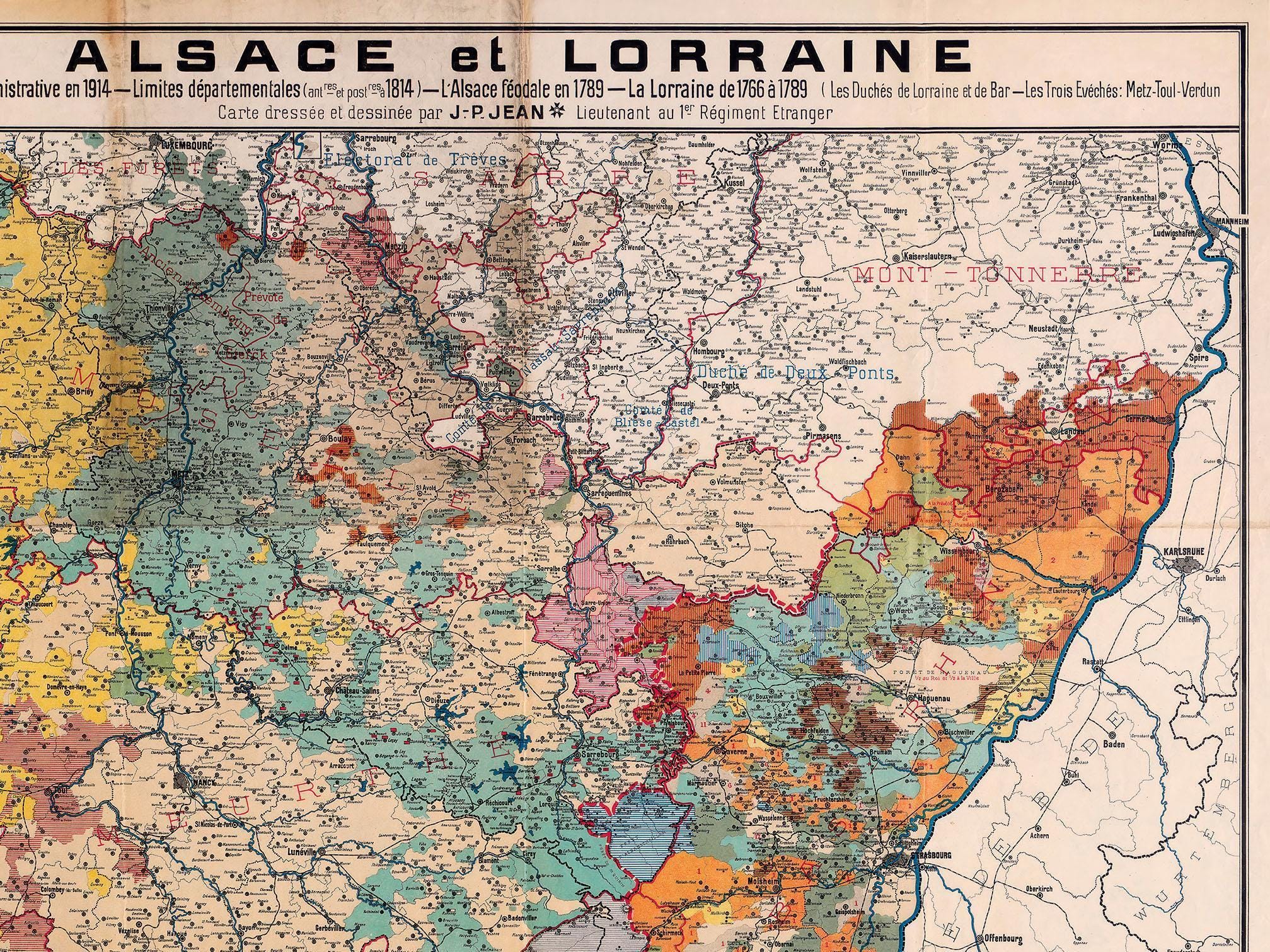 Vintage Alsace Lorraine Map Print Old France Region Art Etsy Il Aa2q 