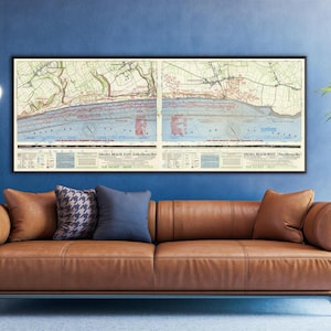 Omaha Beach WWII Map, Vintage Bigot Battle Plan | Paper or Canvas | Top Secret D-Day Normandy Military Art Print
