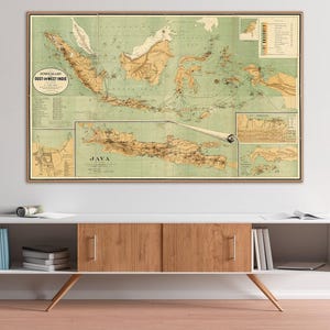 Vintage Indonesien Landkarte Print: Niederländisch-Ostindien Archipel Kunst