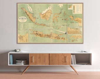 Vintage Indonesia Map Print: Dutch East Indies Archipelago Art