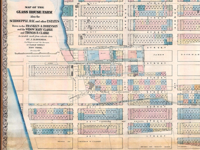 Old map of Chelsea and Hell's Kitchen Manhattan New | Etsy