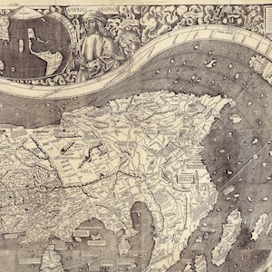 Martin Waldseemüller’s 1507 world map, the first document to name 'America'.