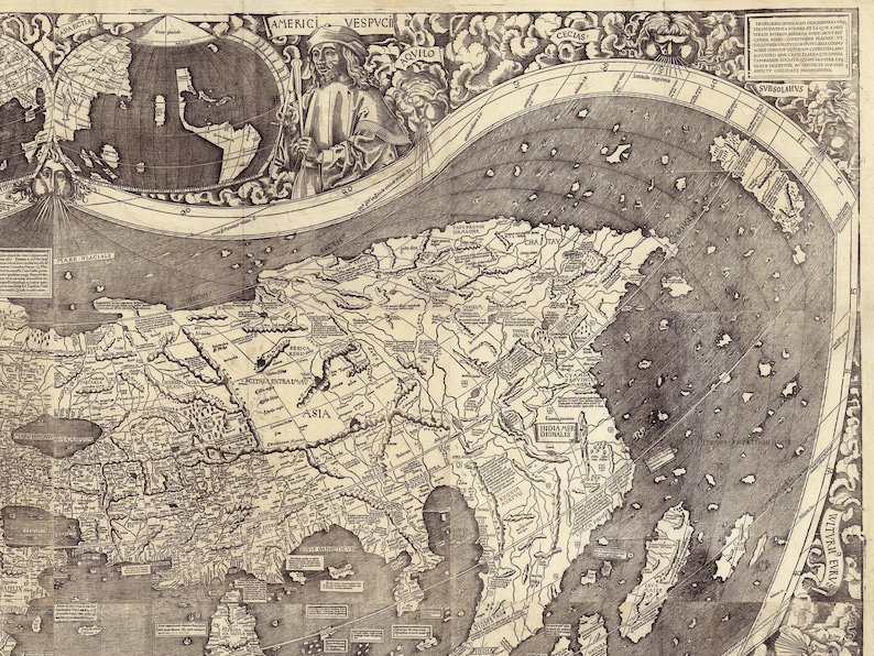 Martin Waldseemüller’s 1507 world map, the first document to name 'America'.