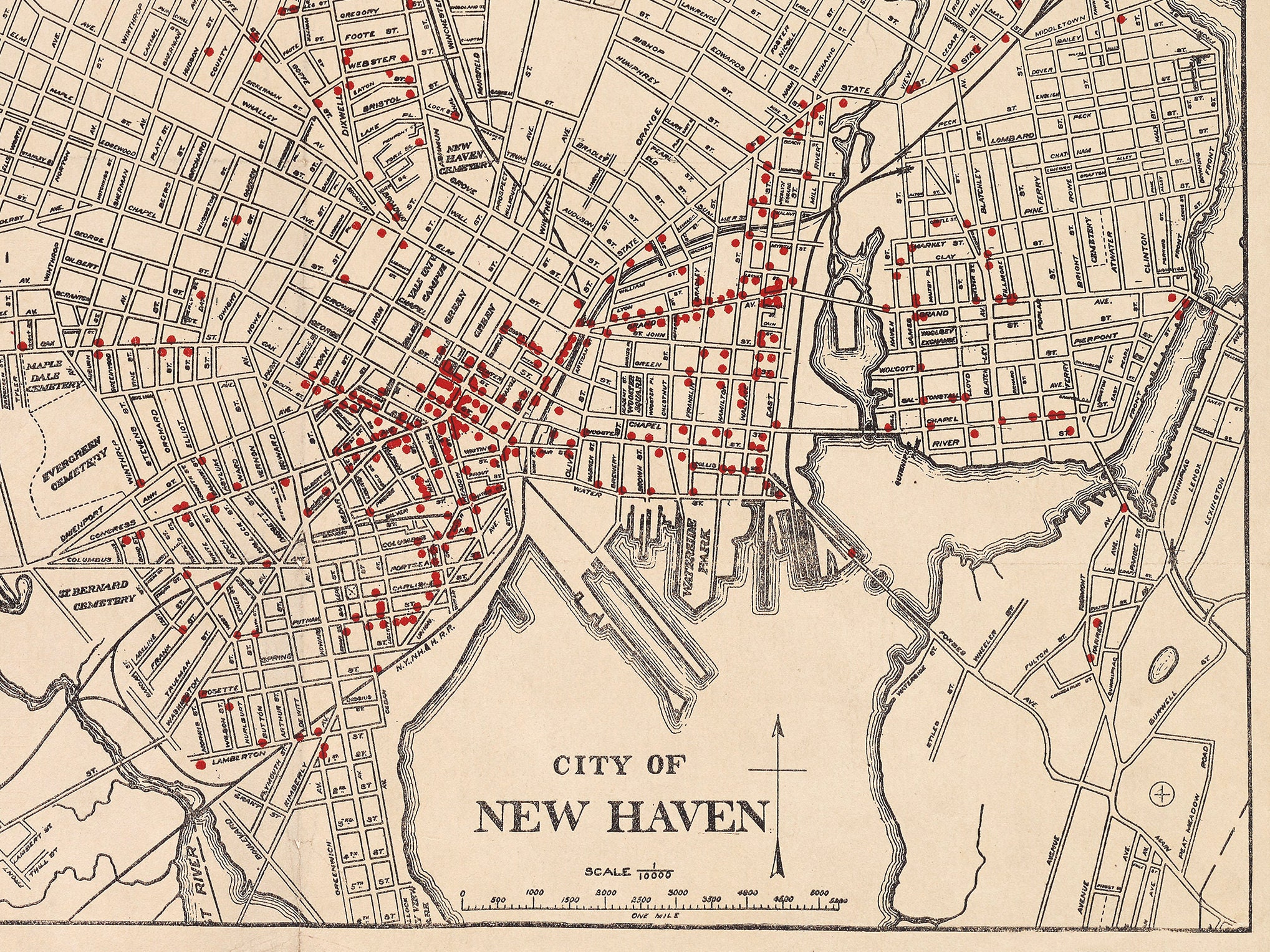 Vintage map of New Haven old New Haven map New Haven CT map Etsy