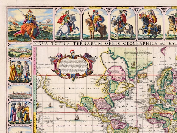 Claes Janszoon Visscher Twelve Caesars World Map, Richly