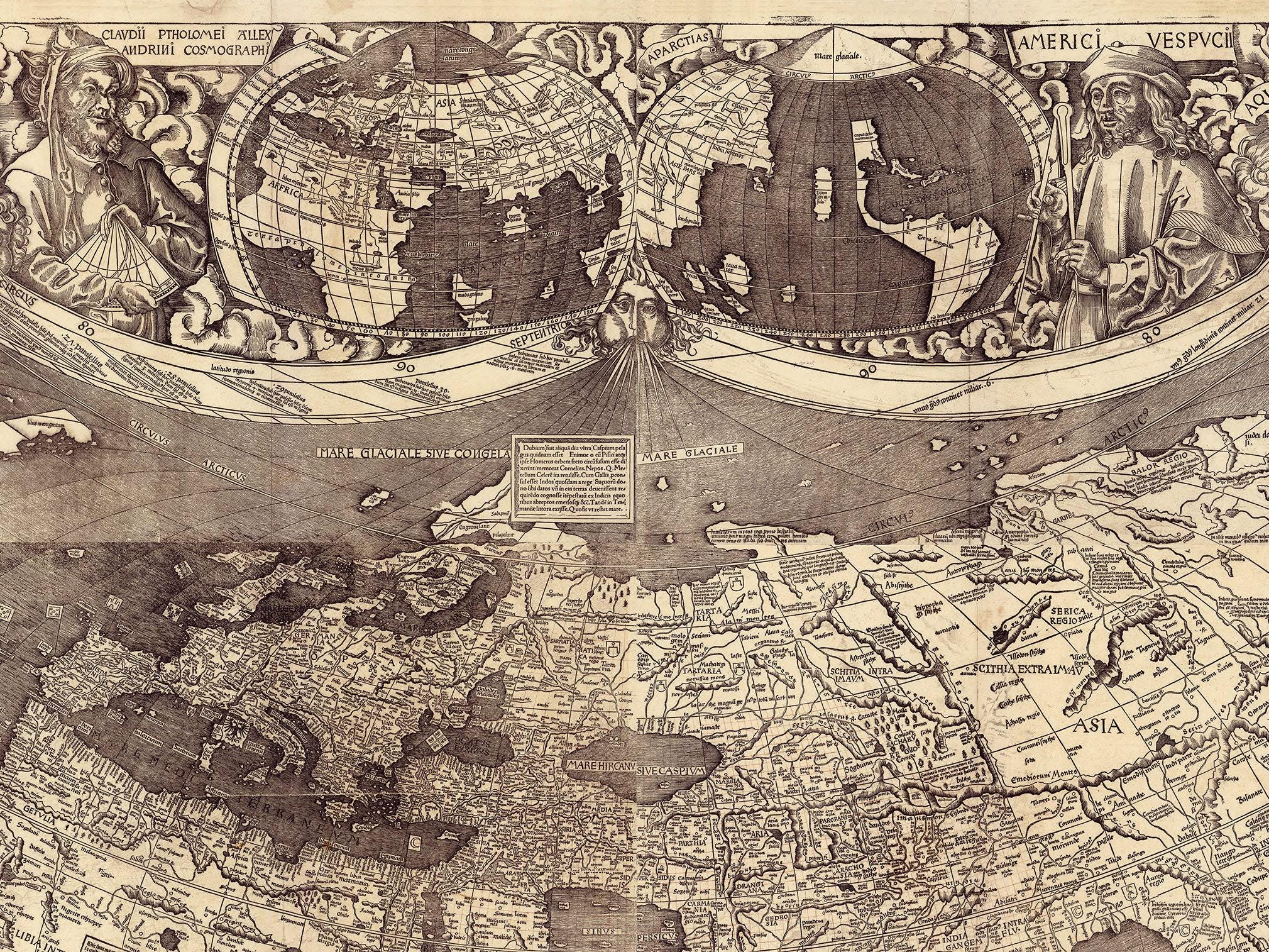 ヴァルトゼーミュラーの世界地図版画：「アメリカ」の初使用 - Etsy 日本