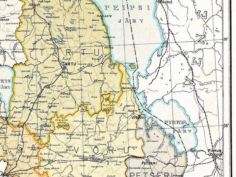 Vintage Estonia Map Print, 1925, Estonian Wall Art image 5