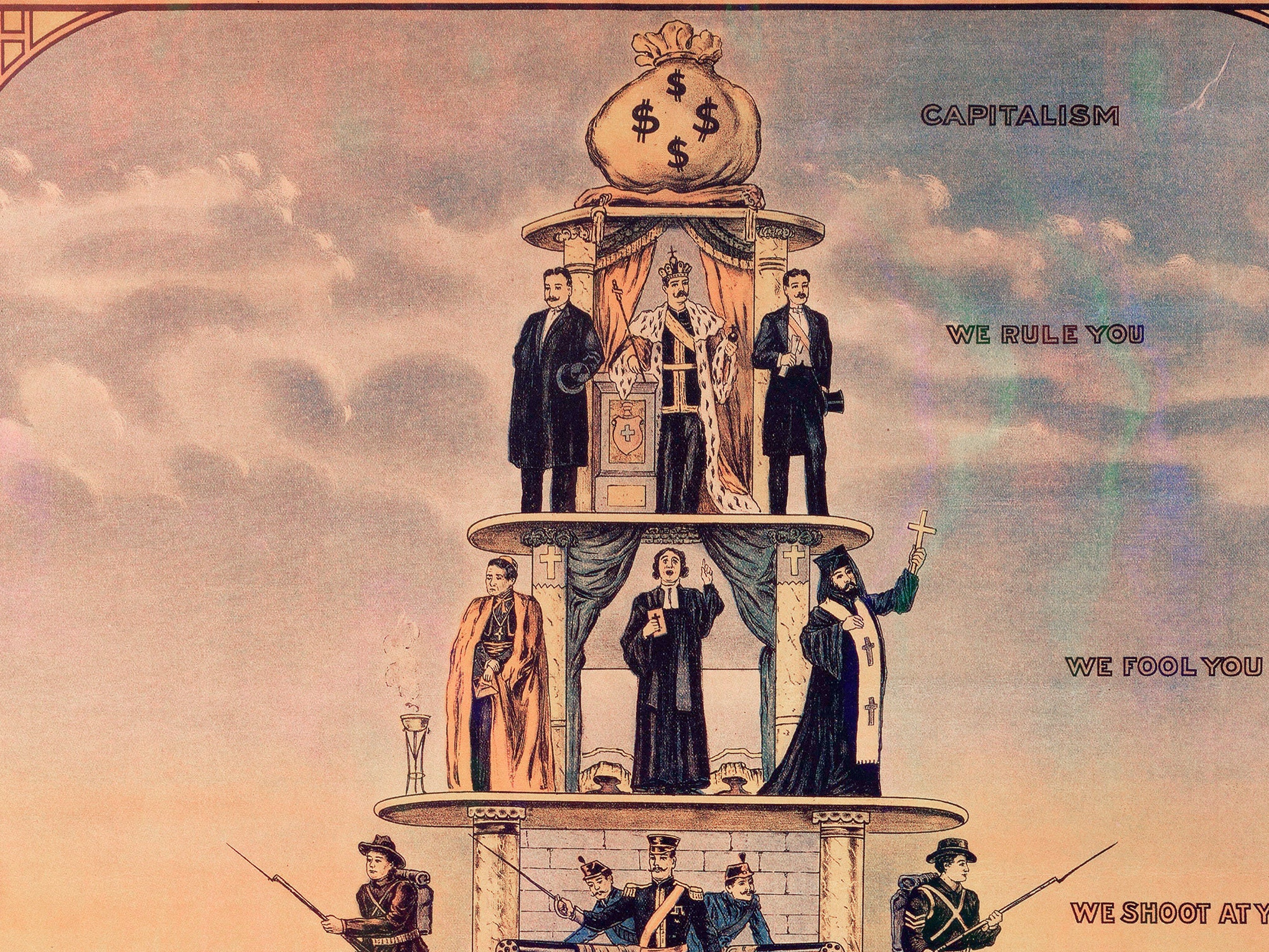 Pyramid of Capitalist System cartoon caricature critical of Etsy