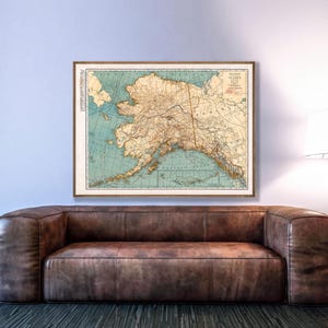 Vintage Alaska Map Print: Territory of Alaska Art | Historical Tourism, Klondike History | Paper or Gallery-Wrapped Canvas