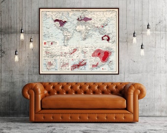 Tea Map of the World, Tea Poster Map, Tea Gifts, Tea Wall Map, Tea Map Print, Tea growing countries, Tea lover gift, Tea wall art, Tea print