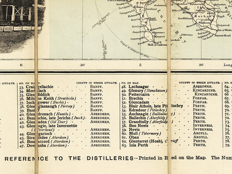 Scotland map showing the distilleries, Scotland's Whisky Map The Best Distilleries, Scottish Whisky poster gift. image 4