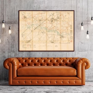 WW1 Trench Map Print, Battle of Somme at Gueudecourt - Museum Quality Canvas or Paper | Vintage War Art | British Military History
