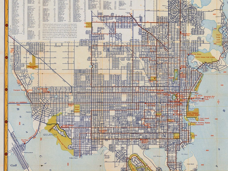 Vintage Map of St. Petersburg Florida Old St. Petersburg | Etsy
