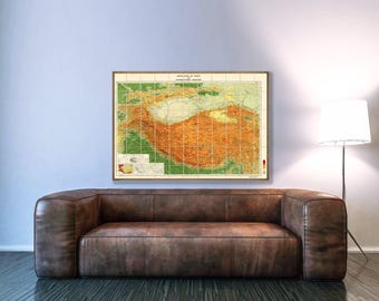 Vintage Tibet Map Print: 1936 Highlands of Asia, Survey of India