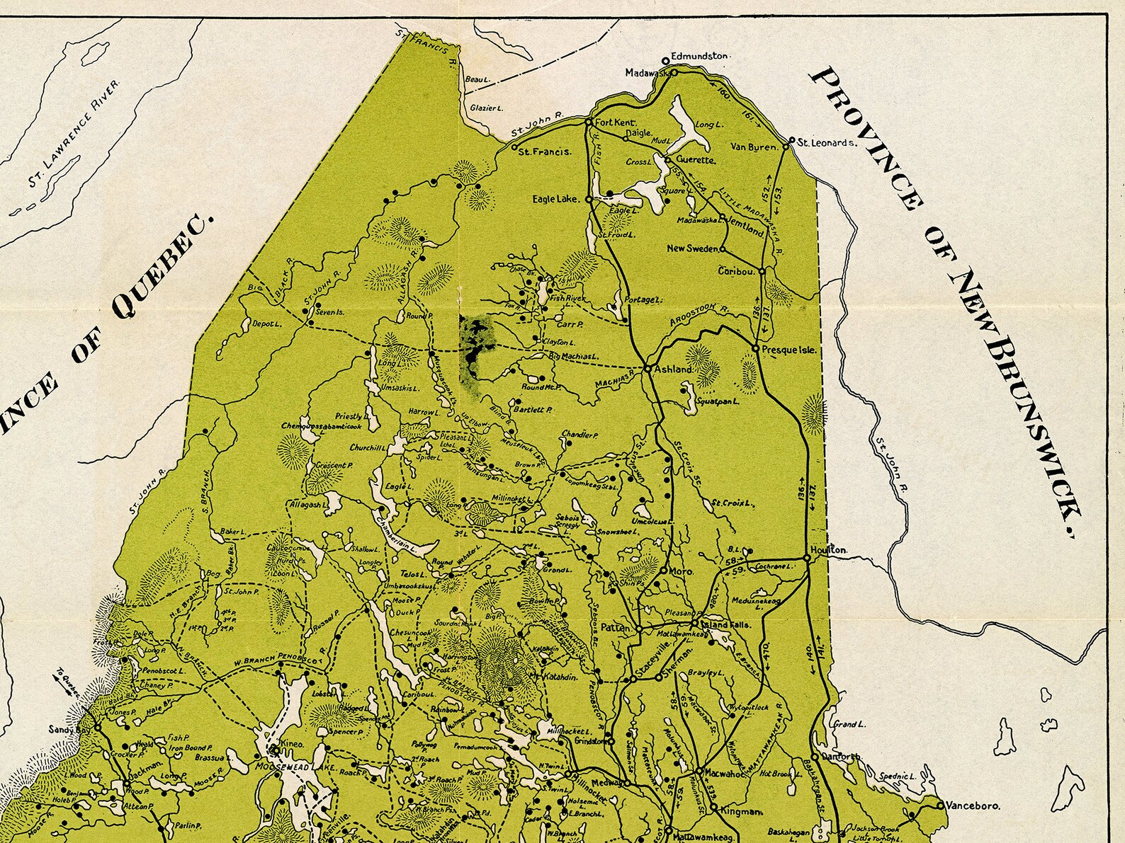 Vintage Map of Maine Old Maine Map Maine State Map Maine Etsy