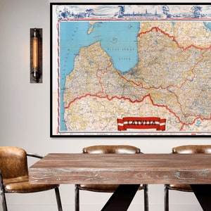 1920 Latvia Map | Vintage Latvian Cartography Print | Historical Europe Wall Art | Baltic Map Gift