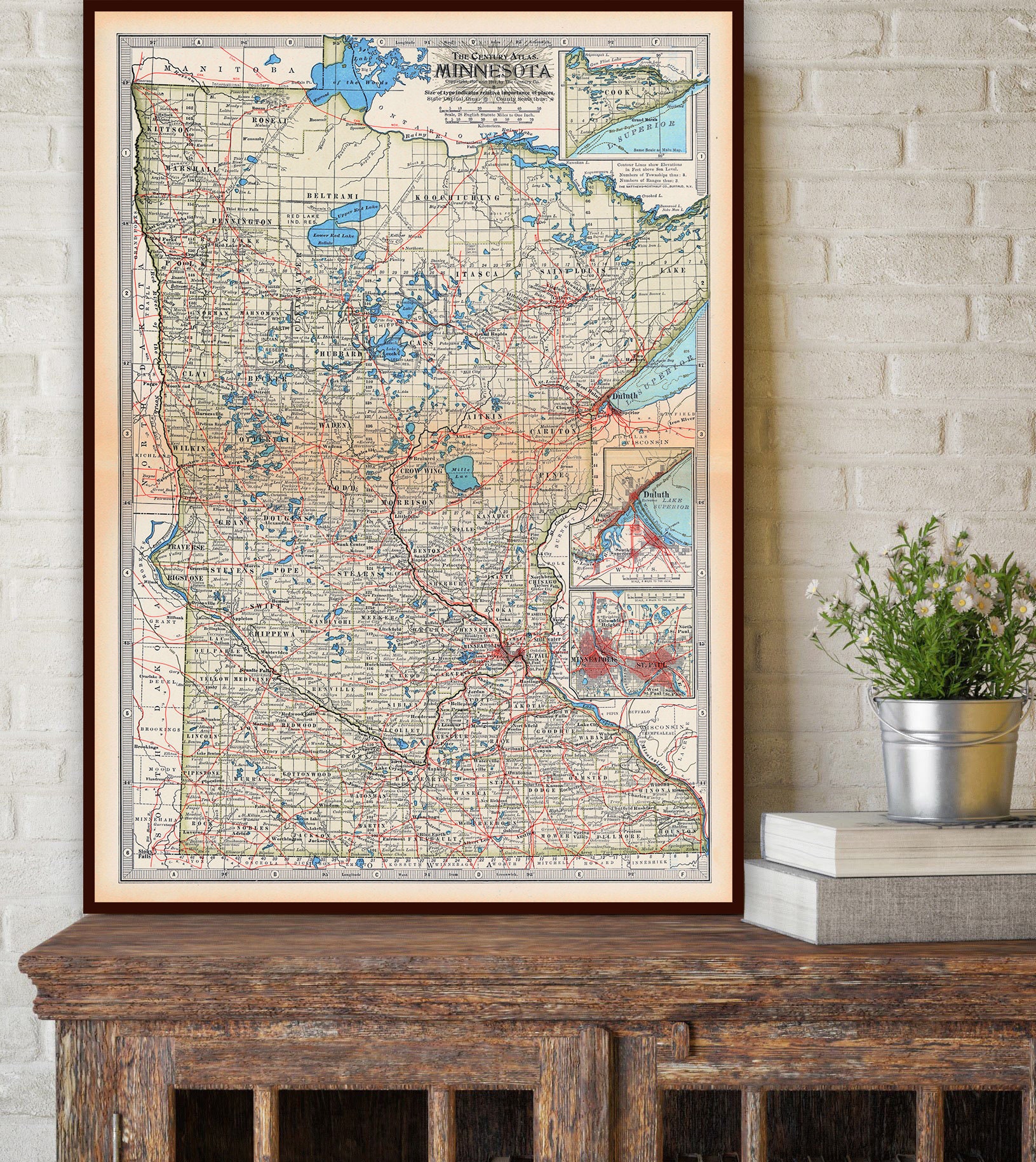 Minnesota map vintage Antique Minnesota map print Minnesota | Etsy