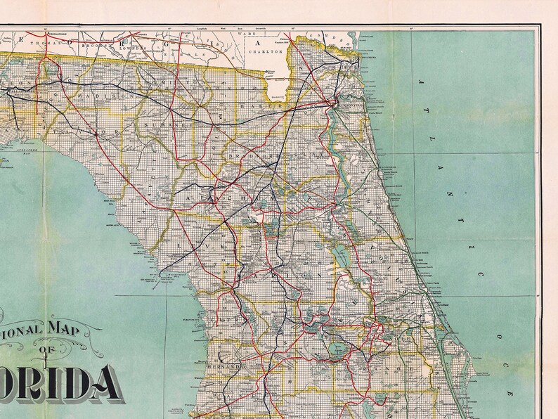 Large wall map of Florida vintage - Il 794xN.2916747770 83mi 