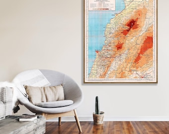 Vintage Lebanon Road Map Print: 1937 Oversized Wall Art