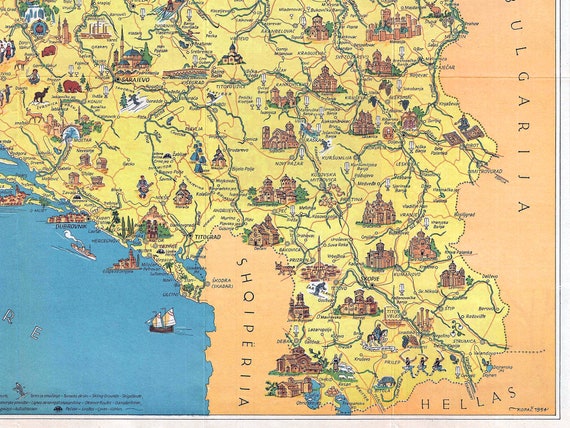 ユーゴスラビア地図　JUGOSLAVIJA tourist map File:Jugoslavija turistička mapa.jpg - Wikimedia Commons