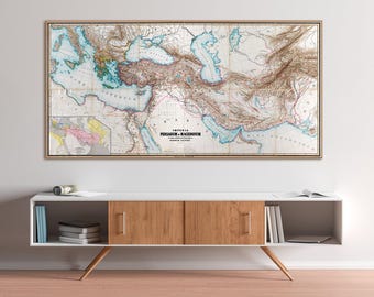 Persian & Macedonian Empires Map: Ancient World History Wall Art