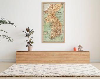 Antique Korea Map Print: 1883 Korean Home Decor