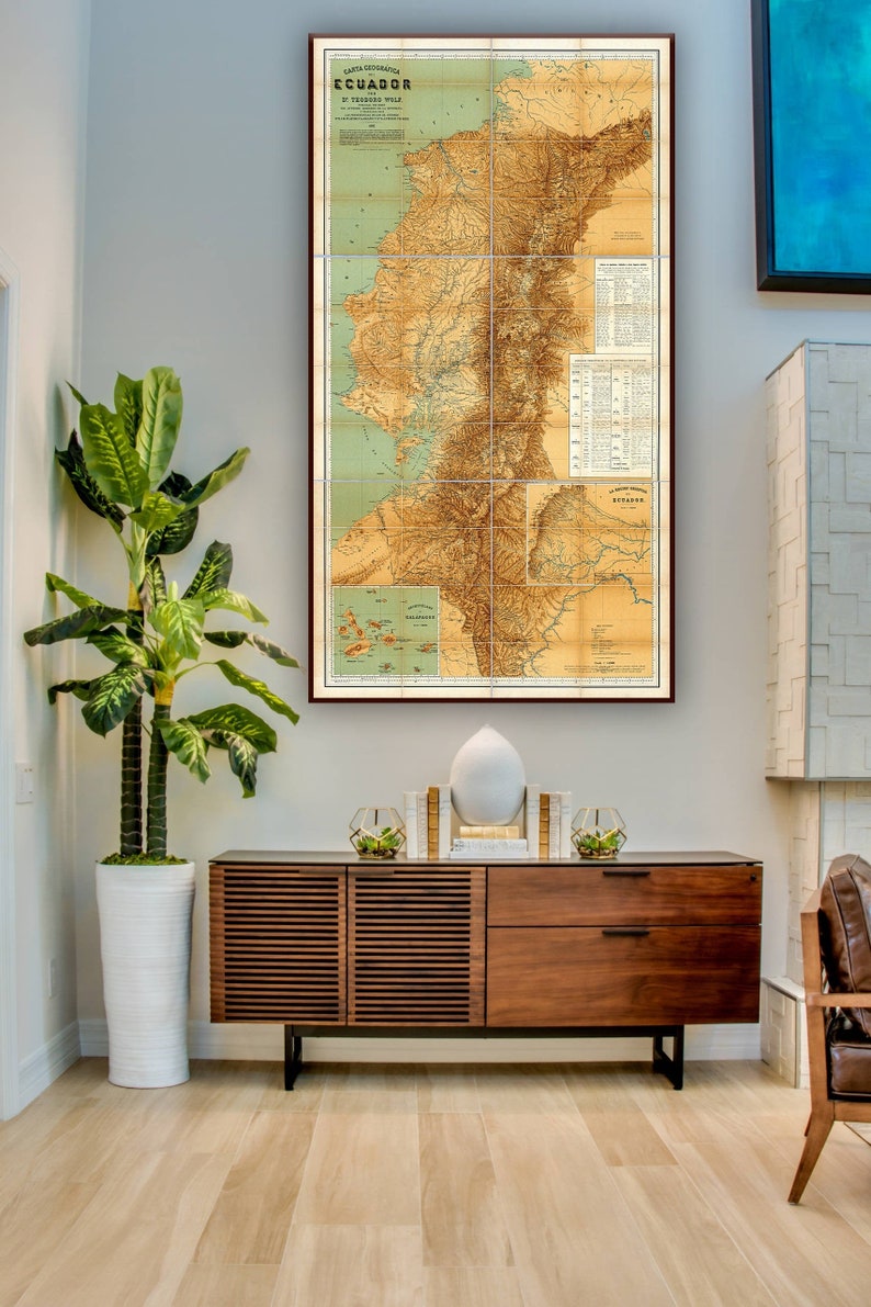 Vintage Map of Ecuador Large Ecuador Wall Art Old Ecuador Etsy