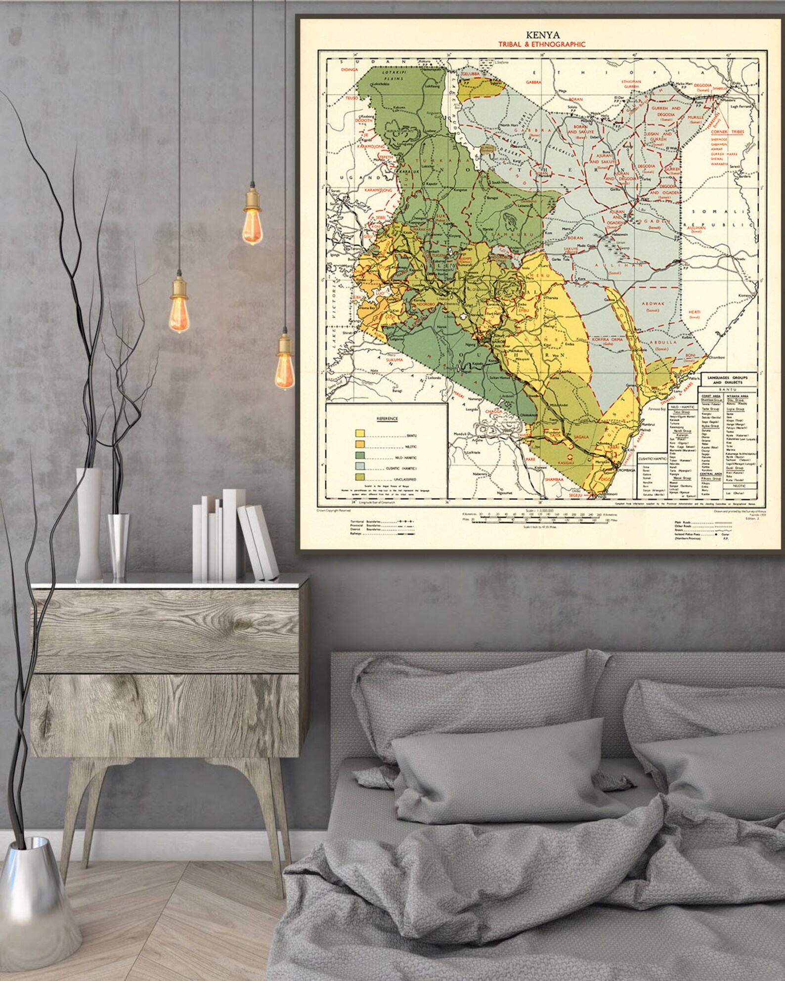 Old Kenya Map Tribal & Ethnographic Map of Kenya Kenya Wall Etsy