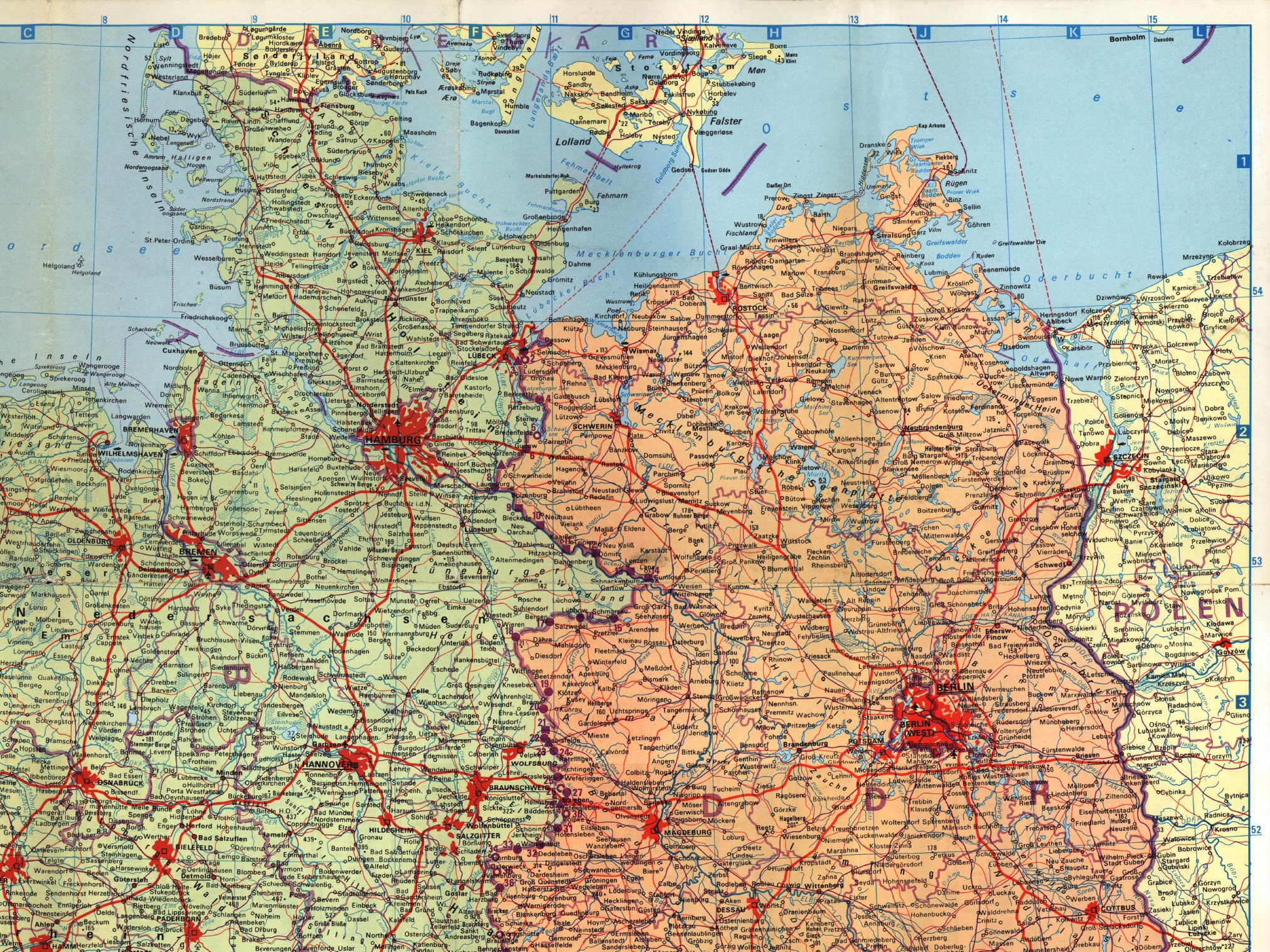 Kaart van Oost-Duitsland en West-Duitsland 1989 DDR & BRD - Etsy België
