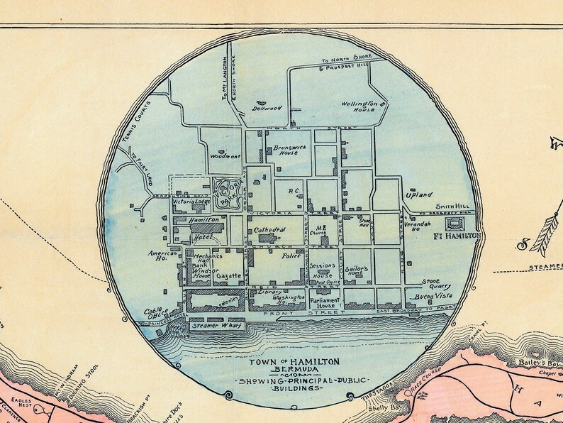 Antique Map of Bermuda Old Bermuda Map Print Bermuda Wall Etsy