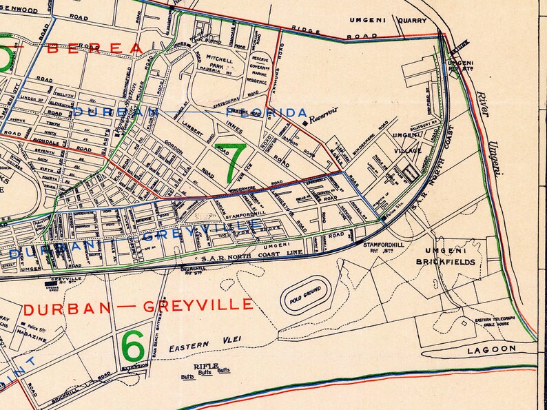 Vintage map of Durban South Africa old Durban map Durban Etsy