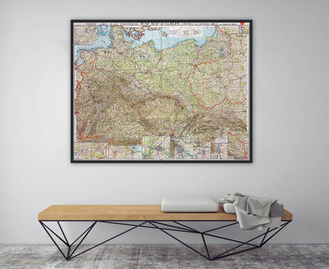 World War I Map, WW1 Map Print, Large Scale Strategical War Map of ...