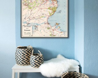 Vintage Tunisia Map | Vintage French Protectorate Cartography | Old North Africa Wall Art
