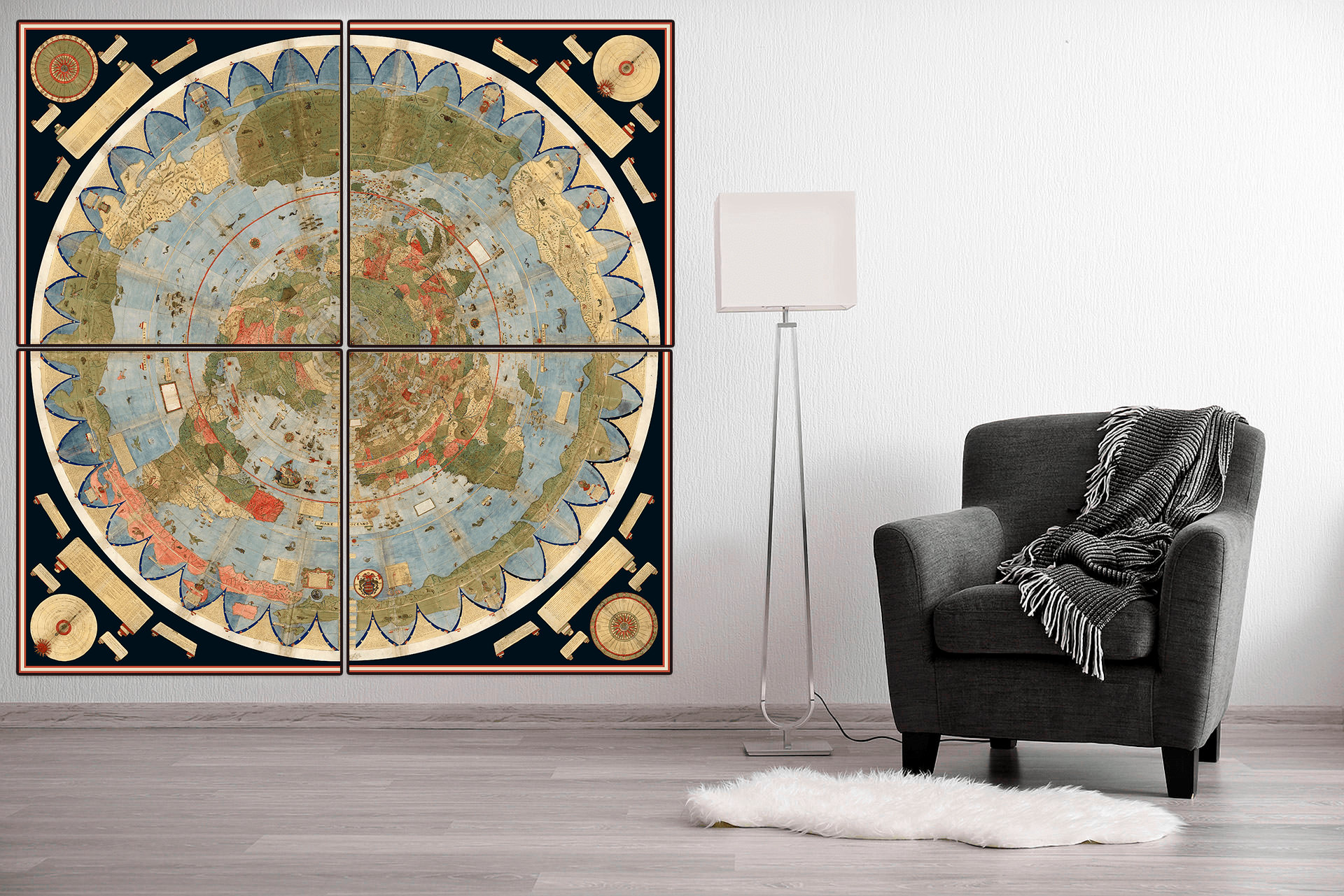 最大の既知の初期の世界地図、記念碑的な地図、神話上の生き物 最大の既知の初期の世界地図、記念碑的な地図、神話上の生き物