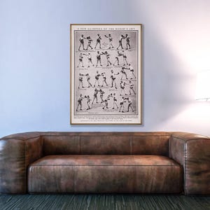 Vintage Boxing Art Print: Boxer's Fight Techniques Poster