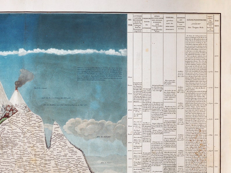 Alexander von Humboldt Physical Table of the Andes and Neighboring Countries, natural phenomena, nature wall art, geographical exploraration image 10