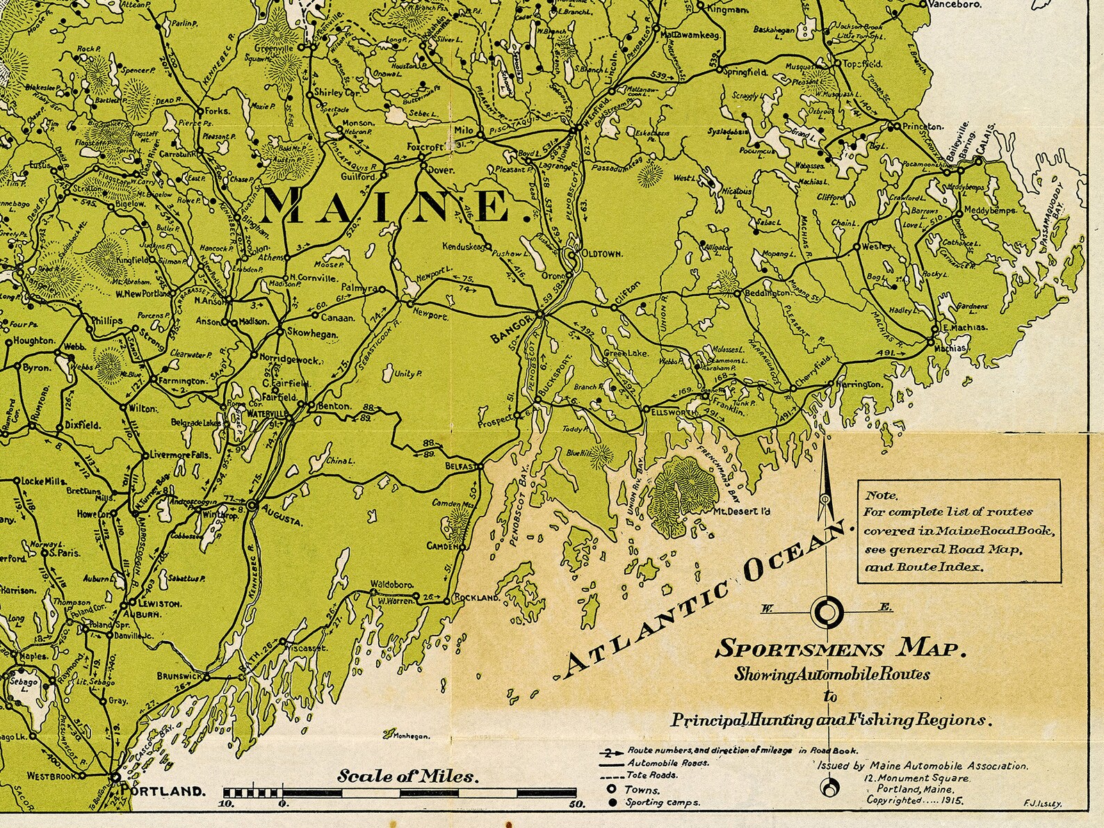 Vintage Map of Maine Old Maine Map Maine State Map Maine Etsy