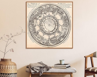 Grabado del escudo de Aquiles: ilustración de la mitología griega antigua
