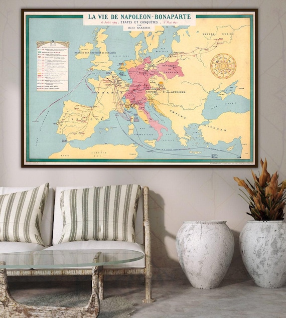 Napoleon Bonaparte Map Print: Stages and Conquests