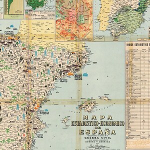 Vintage Spain Map Print: Large Spanish Wall Art image 2
