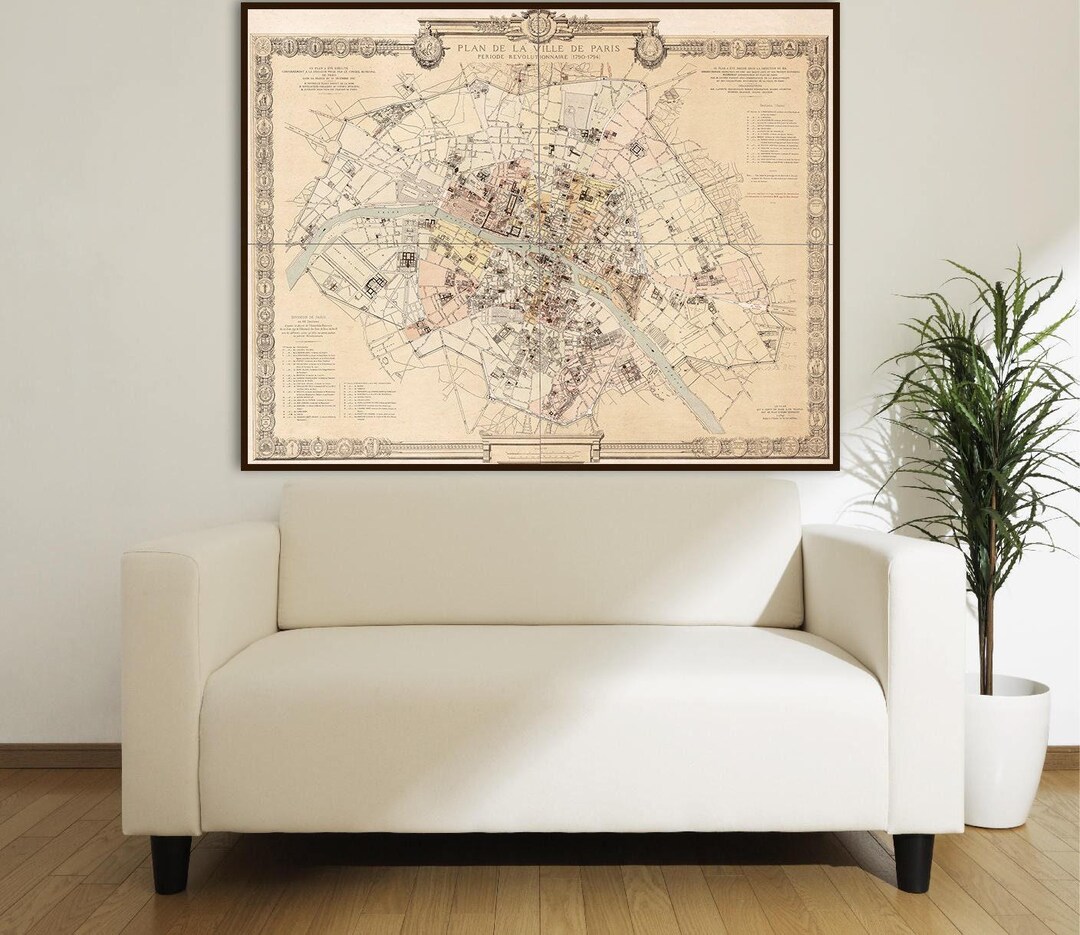 パリ地図印刷：フランス革命時代、ヴィンテージ都市計画 - Etsy 日本