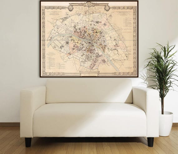 パリ地図印刷：フランス革命時代、ヴィンテージ都市計画 - Etsy 日本
