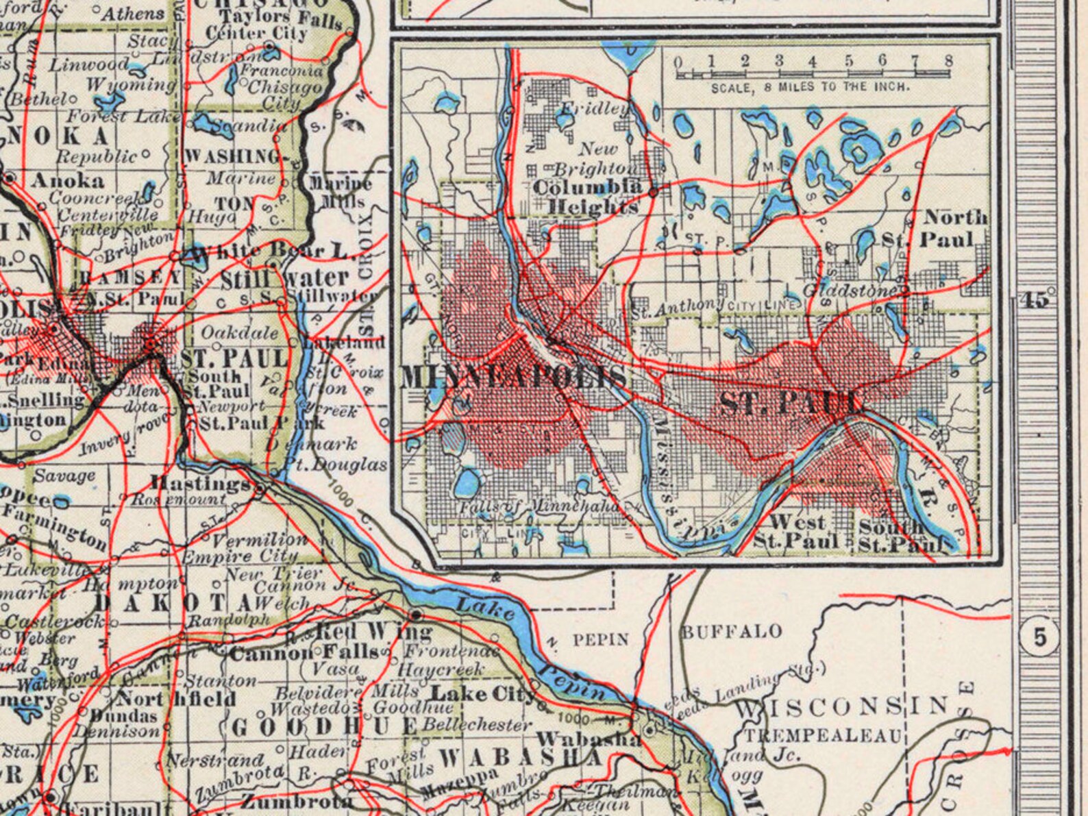 Vintage Map of Minnesota Old Minnesota Map Minnesota Map Etsy