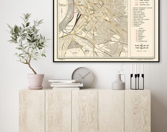 Vintage Belgrade Map Print: Historic Serbia Town Plan