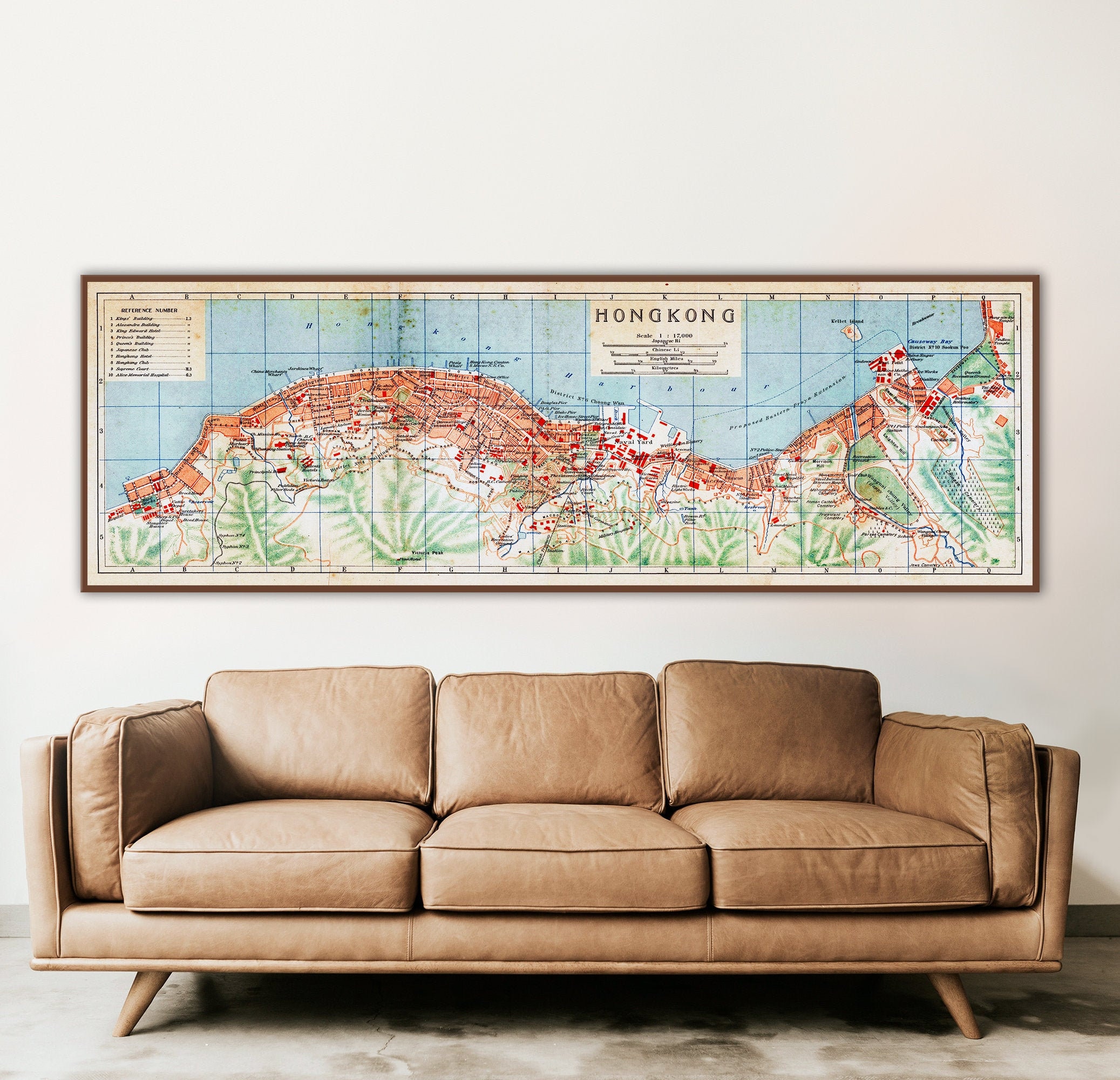 Vintage Landkarte von Hong Kong, alte Landkarte von Hong Kong, grosse Landkarte von Hong Kong, Hong Kong Wandkarte, Hong Kong Geschenk.
