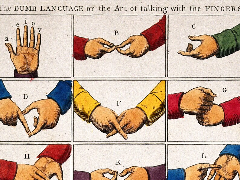 Sign Language Alphabet Vintage Sign Language Poster Etsy